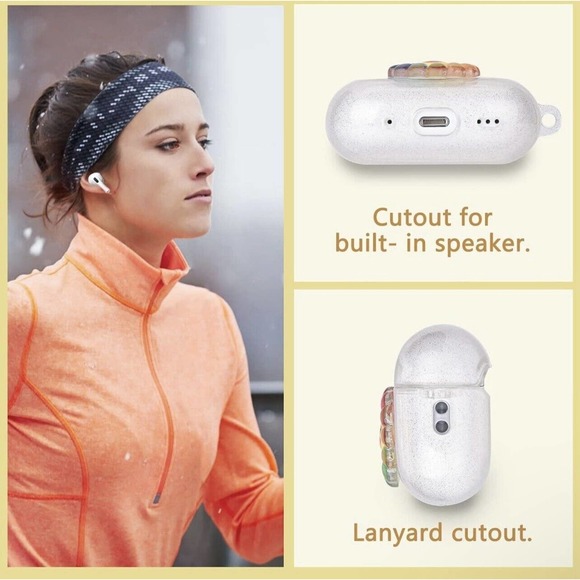 AirPod Pro 2nd Generation Clear Glitter Bracelet Case - Smile SunFlower Design - Picture 5 of 7